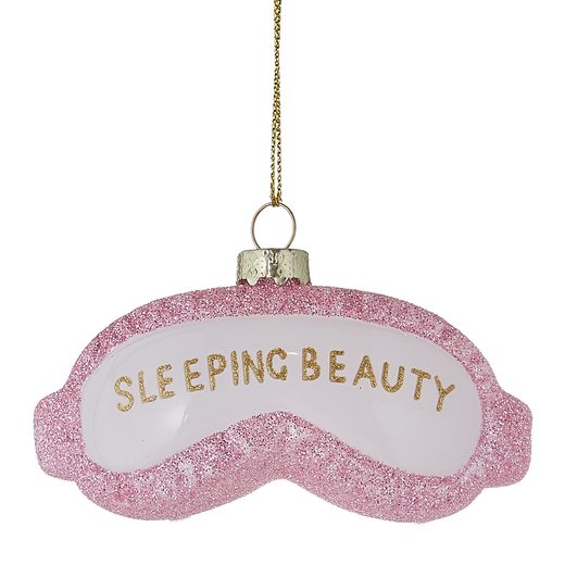 HANG ON ÜVEG KARÁCSONYFADÍSZ , ALVÓMASZK SLEEPING BEAUTY