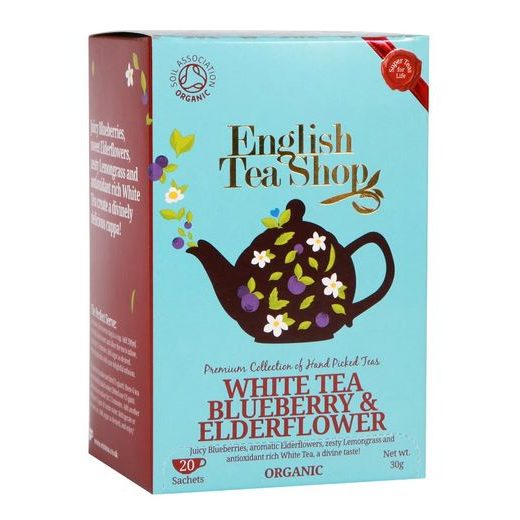 ENGLISH TEA SHOP BIO FEHÉR TEA, ÁFONYA & BODZA 20 FILTER