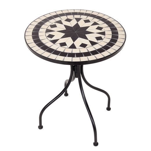 PALAZZO MOZAIKOS KERTI ASZTAL Ø55CM, FEKETE-FEHÉR