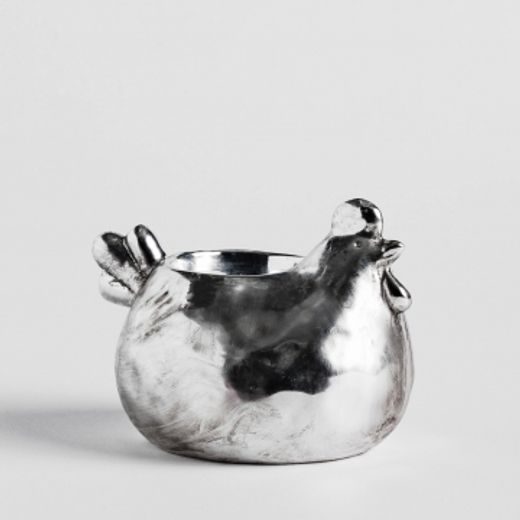 HOME & YOU TYÚK FORMÁJÚ GYERTYATARTÓ, EZÜST 9X12CM