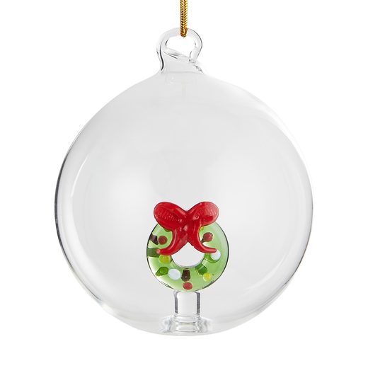 HANG ON  ÜVEG KARÁCSONYFADÍSZ Ø 9CM ,KOSZORÚ