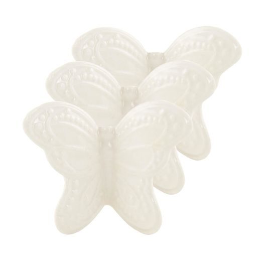 BUTTERFLY - PORCELÁN ASZTALDÍSZ, 3 DARABOS, FEHÉR