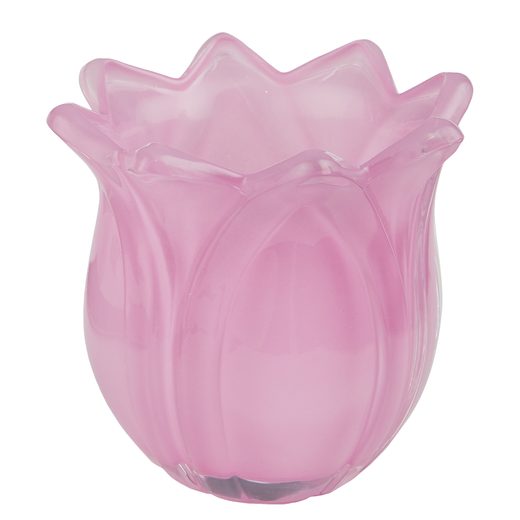 TULIP ÜVEG MÉCSESTARTÓ , RÓZSASZÍN