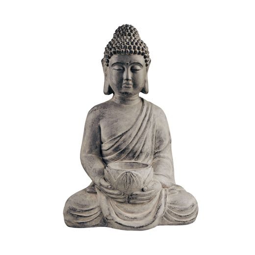 BUDDHA SZOBOR MÉCSESTARTÓVAL, 46 CM