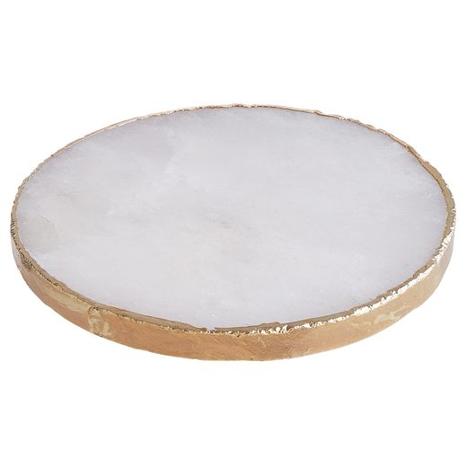 CRYSTAL POHÁRALÁTÉT, FEHÉR KVARC ARANYOZOTT SZEGÉLLYEL Ø11CM