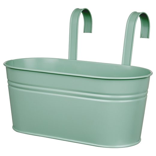 ZINC AKASZTHATÓ VIRÁGLÁDA KÉT VIRÁG RÉSZÉRE 33 CM, JADEZÖLD