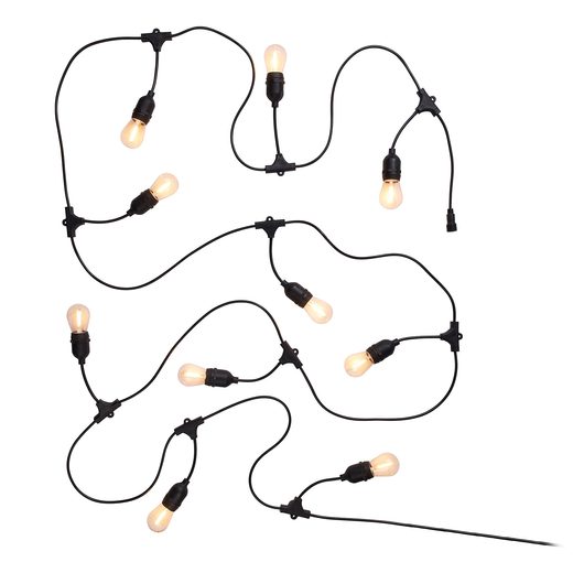 BULB LIGHTS KÜLTÉRI ÉGŐSOR FALI CSATLAKOZÓVAL, FEKETE 10 ÉGŐ