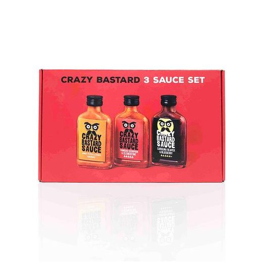 CRAZY BASTARD CSÍPŐS SZÓSZ SZETT 3 X 100 ML,  PIROS