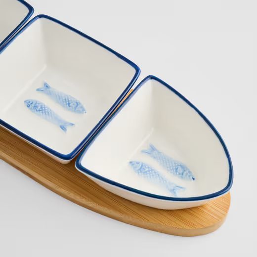 HOME & YOU 5 RÉSZES HALAS TÁLALÓ SZETT , HALAS