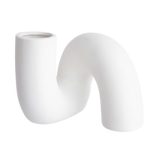 PIPE KERÁMIA VÁZA, FEHÉR 16 CM
