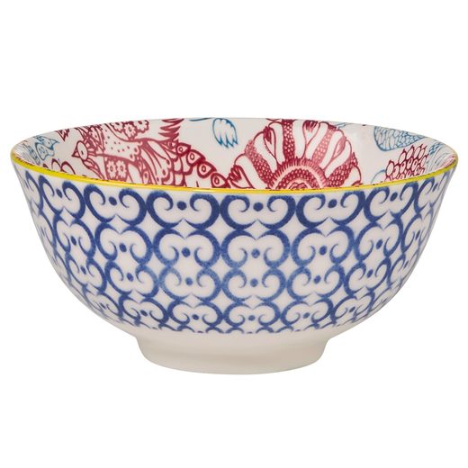 ORNAMENTS TÁLKA 240 ML, KÉK-PIROS MADARAKKAL