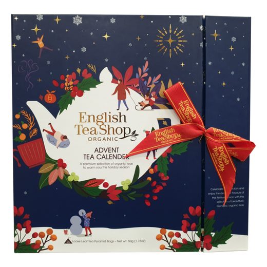 ENGLISH TEA SHOP BIO TEAVÁLOGATÁS ADVENTI NAPTÁR, 25 FILTER / 13 ÍZ, KÉK