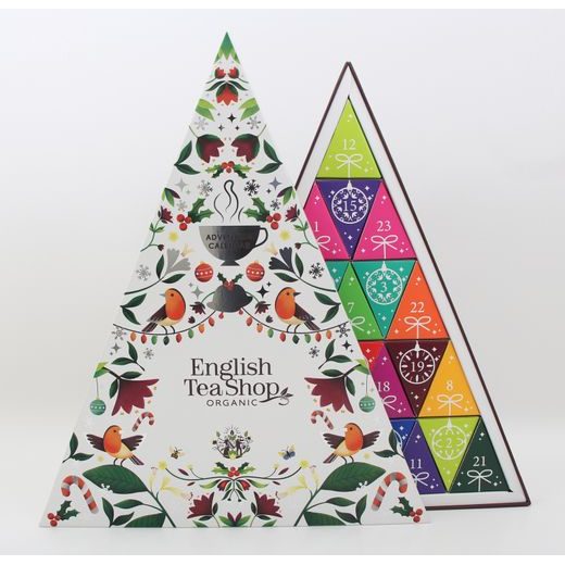 ENGLISH TEA SHOP BIO TEAVÁLOGATÁS, ADVENTI KALENDÁRIUM FEHÉR, 25 SELYEMFILTER