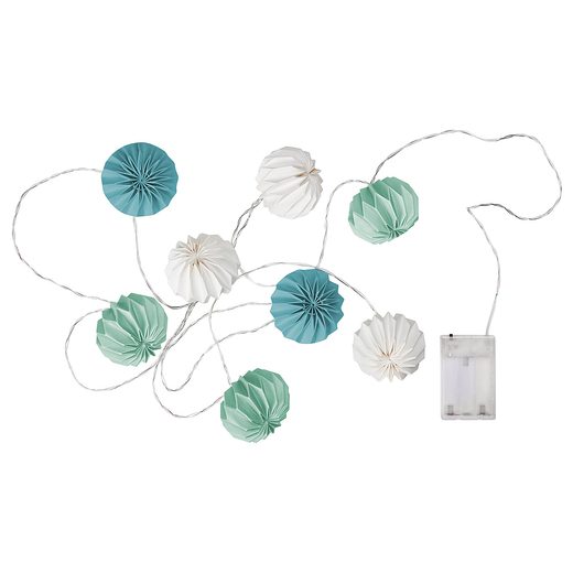 HANAMI LED-ES ÉGŐSOR, FEHÉR-ZSÁLYAZÖLD-PETROL 8 ÉGŐ