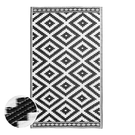 COLOUR CLASH KÜLTÉRI SZŐNYEG FEKETE/FEHÉR ROMBUSZ MINTÁS 90X150CM