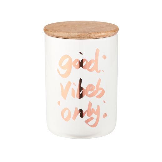 QUEEN IT TÁROLÓDOBOZ BAMBUSZ FEDÉLLEL 700ML, 'GOOD VIBES ONLY'