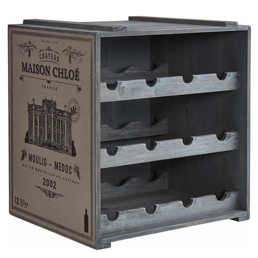 VINOTHEK BOROS POLC, SZÜRKÉSBARNA 36X32X39CM