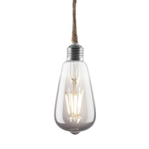 BULB LIGHT LED FÜGGŐLÁMPA NATÚR ZSINÓRRAL ÉS AKASZTÓVAL, EZÜST 110CM