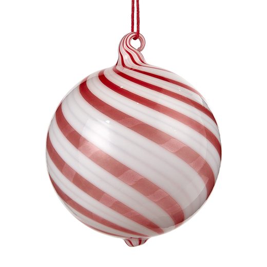 HANG ON ÜVEG KARÁCSONYFADÍSZ, PIROS-FEHÉR