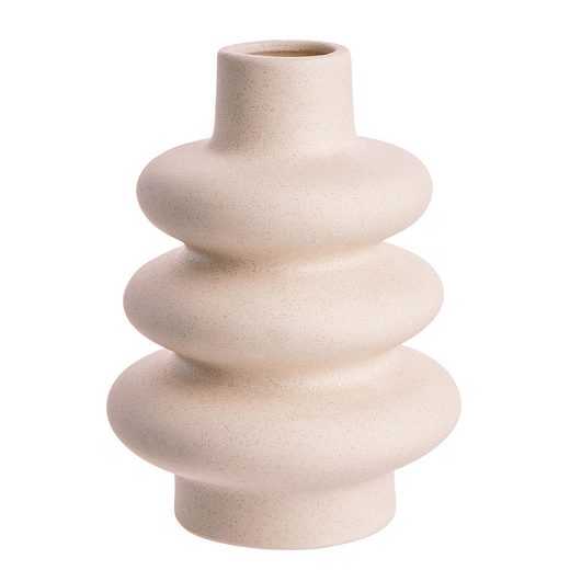 CURVES KŐKERÁMIA VÁZA, KRÉMSZÍN 14CM