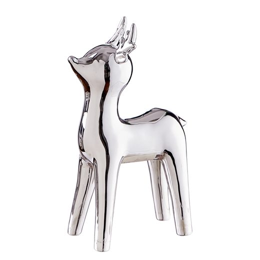 X-MAS KERÁMIA DEKOR SZARVAS 18 CM , EZÜST