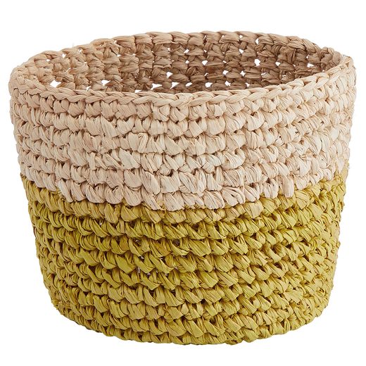 ISALO RAFFIA KOSÁR, NATÚR-SÁRGA Ø8CM