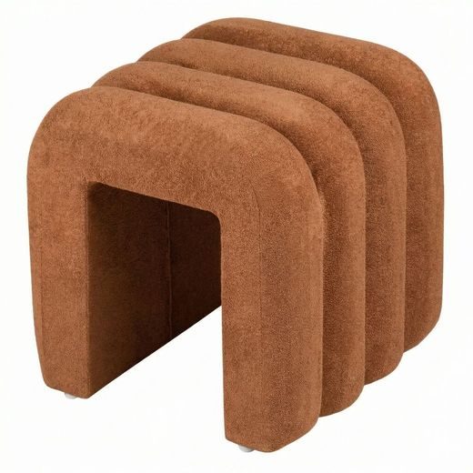 CHENILLE PUFF 40CM ,TERRAKOTTA