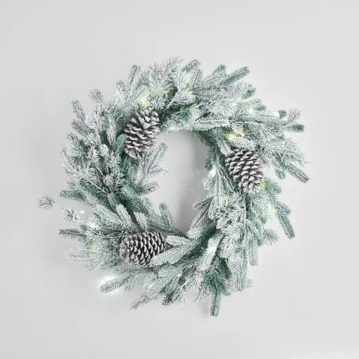 HOME & YOU FENYŐ ÉS TOBOZKOSZORÚ LED ÉGŐKKEL, 55 CM