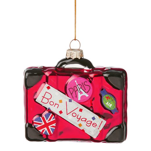 HANG ON ÜVEG KARÁCSONYFADÍSZ BON VOYAGE BŐRÖND