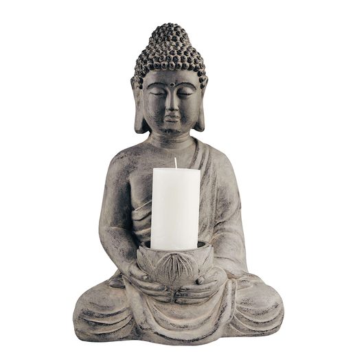 BUDDHA SZOBOR MÉCSESTARTÓVAL, 46 CM