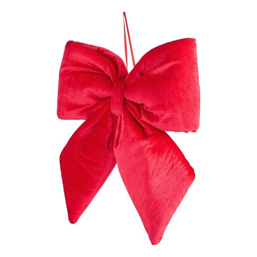 PRESENT AKASZTHATÓ DEKORÁCIÓ, BÁRSONY MASNI, 30 CM, PIROS