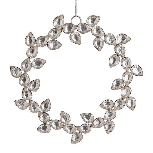 HANG ON ÜVEG KARÁCSONYFADÍSZ, KOSZORÚ GYÖNGYÖKKEL Ø13CM