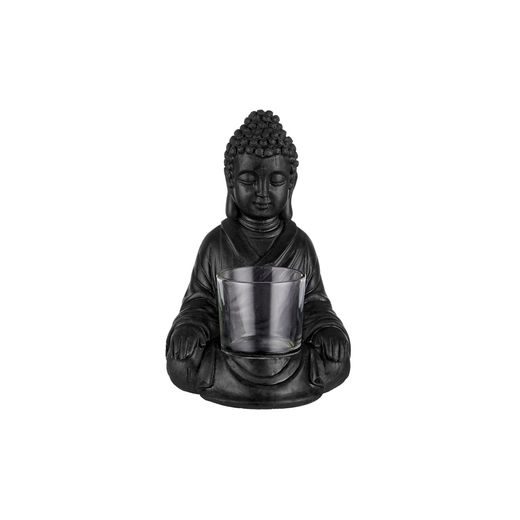 BUDDHA MÉCSESTARTÓ, FEKETE