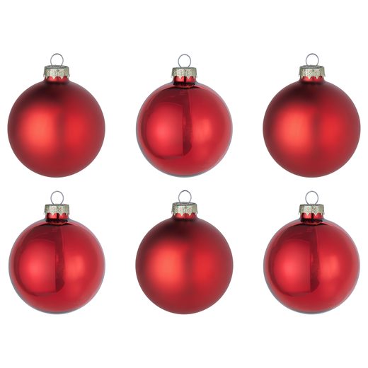 HANG ON ÜVEG KARÁCSONYFADÍSZ 6 DARABOS KÉSZLET Ø 8 CM , PIROS