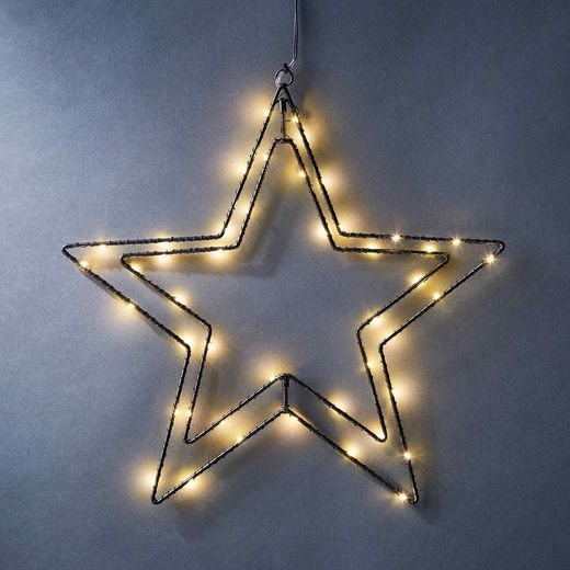 SHINING STAR FÜGGESZTHETŐ DEKORCSILLAG ÉGŐKKEL FEKETE FÉM, Ø 36 CM