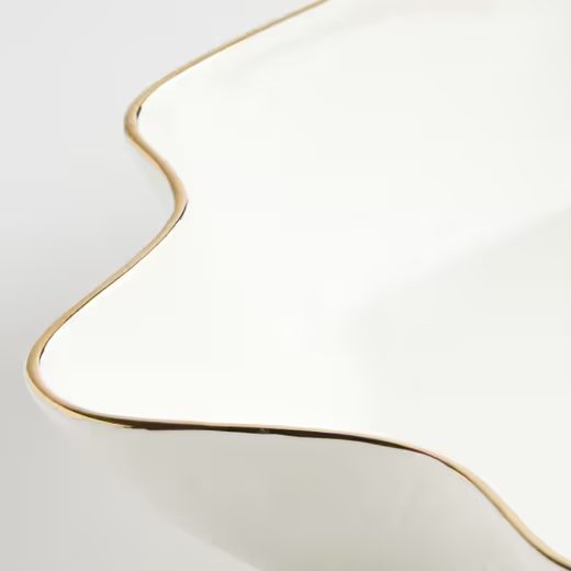 HOME & YOU TÁL ARANY SZEGÉLLYEL, 26X27CM, FENYŐFA