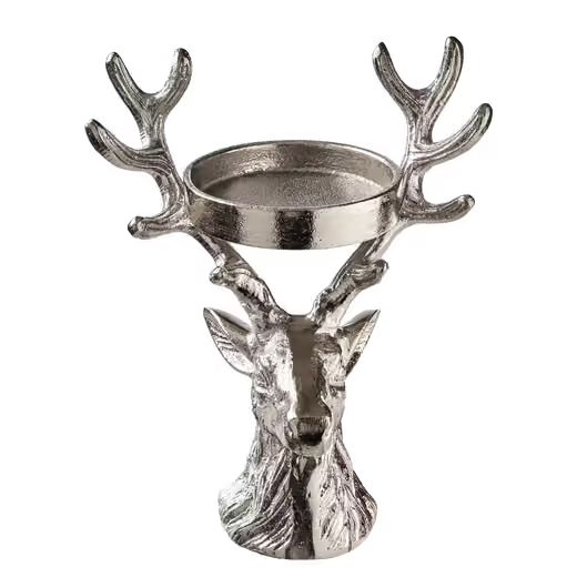 OH MY DEER GYERTYARTÓ SZARVAS 11 CM, EZÜST