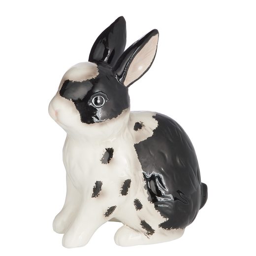 EASTER KERÁMIA DEKORÁCIÓ, FEKETE-FEHÉR NYÚL