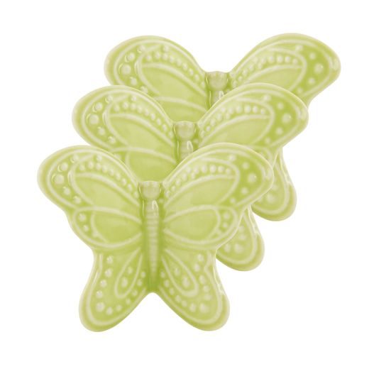 BUTTERFLY - PORCELÁN ASZTALDÍSZ, 3 DARABOS, SÁRGA