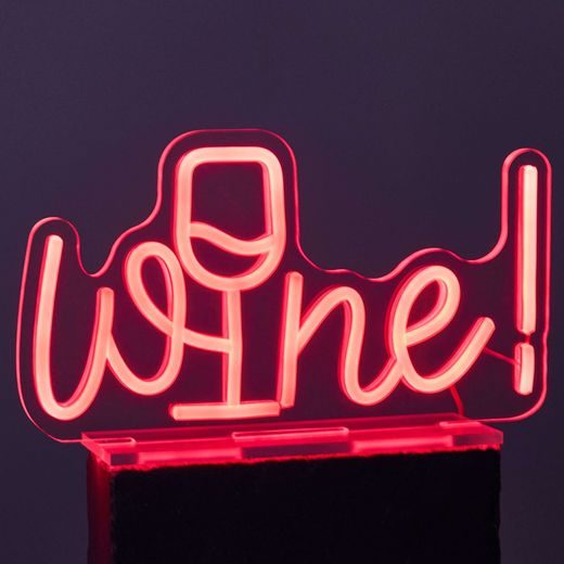 NEON VIBES LED LÁMPA USB KÁBELLEL, WINE 33 X 19CM