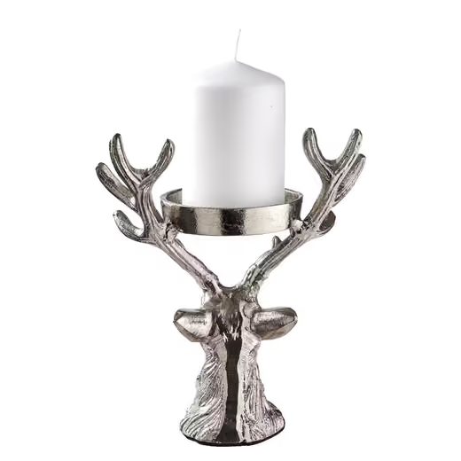 OH MY DEER GYERTYARTÓ SZARVAS 11 CM, EZÜST
