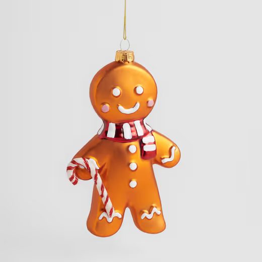 HOME & YOU ÜVEG KARÁCSONYFADÍSZ , MÉZESKALÁCS FIGURA