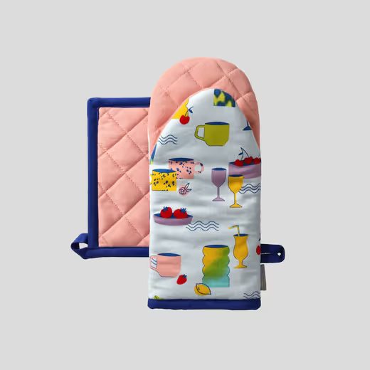 HOME & YOU PAMUT EDÉNYFOGÓ KESZTYŰ ÉS ALÁTÉT, SZÍNES EDÉNYEK