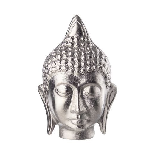 BUDDHA DEKOR FEJ, EZÜST 18 CM