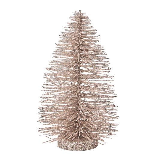 X-MAS DEKOR FENYŐ CSILLÁMOS ROZÉARANY, 22 CM