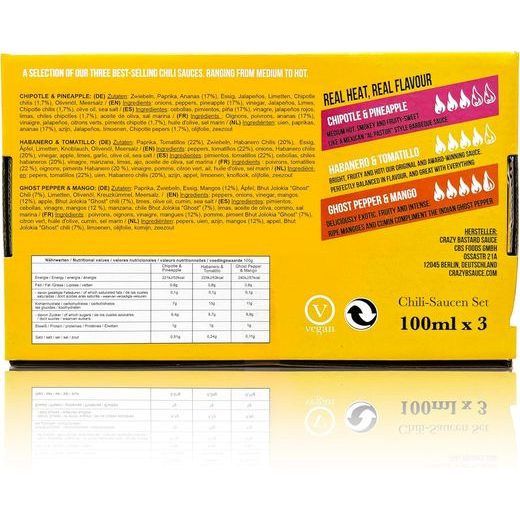 CRAZY BASTARD CSÍPŐS SZÓSZ SZETT 3 X 100 ML, SÁRGA