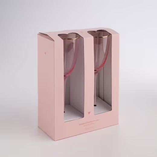 HOME & YOU  SZÍVES PEZSGŐS POHÁR ARANY SZEGÉLLYEL 2DB 330ML