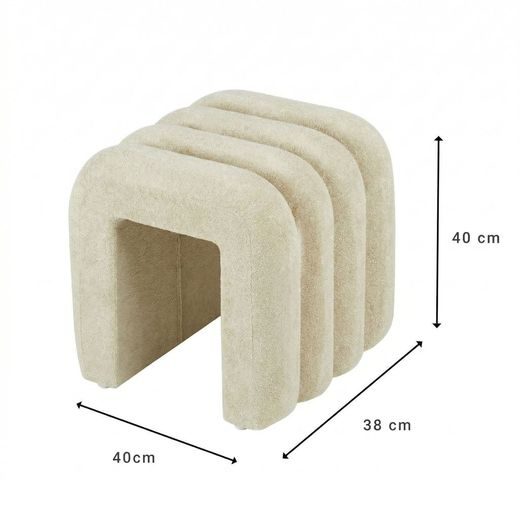 CHENILLE PUFF 40CM , KRÉM