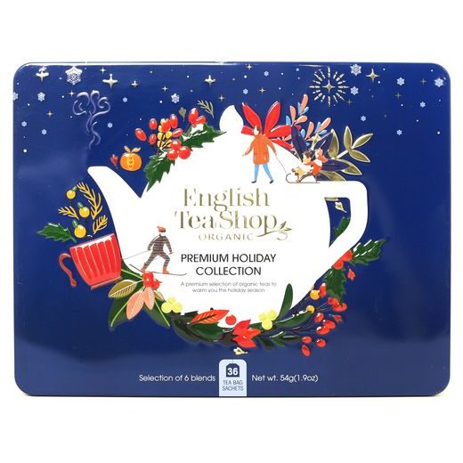 ENGLISH TEA SHOP ÜNNEPI FÉMDOBOZOS PRÉMIUM BIO TEAVÁLOGATÁS 36 FILTER