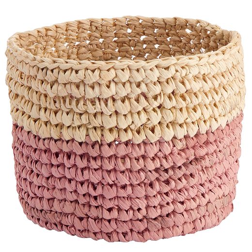 ISALO RAFFIA KOSÁR, NATÚR-RÓZSASZÍN Ø8CM